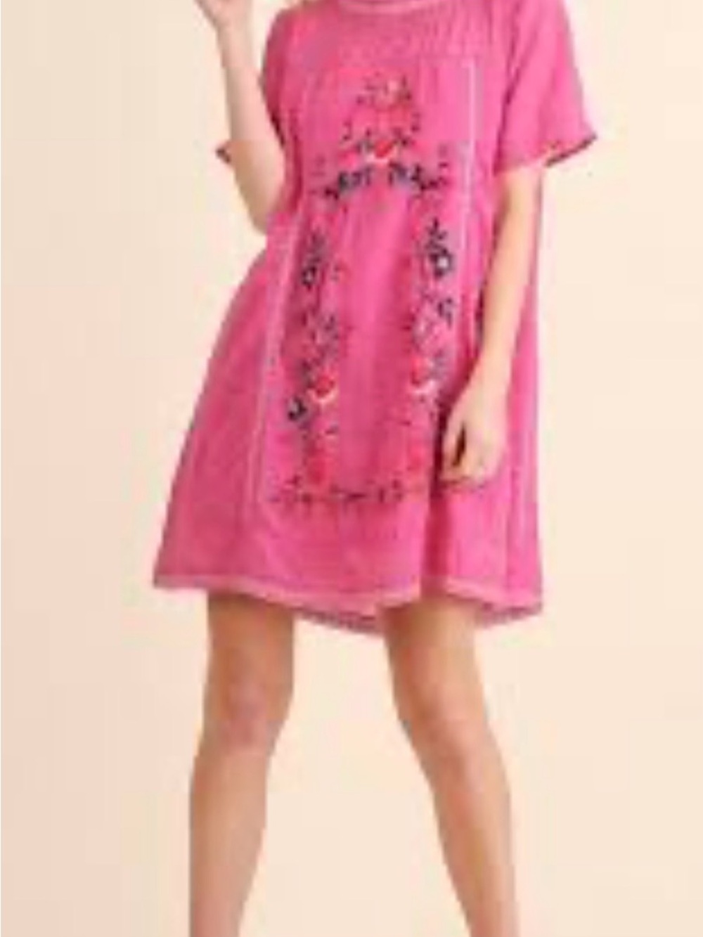 Pink Lily Fuchsia Embroidered Mini Dress